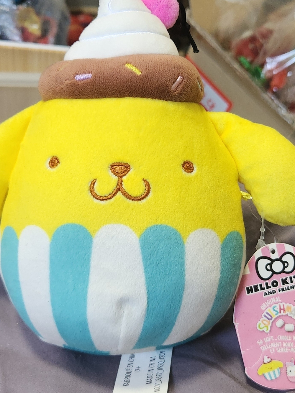 Squishmallows x Sanrio Pompompurin 5inch Yellow & Teal Cupcake Puppy Plush